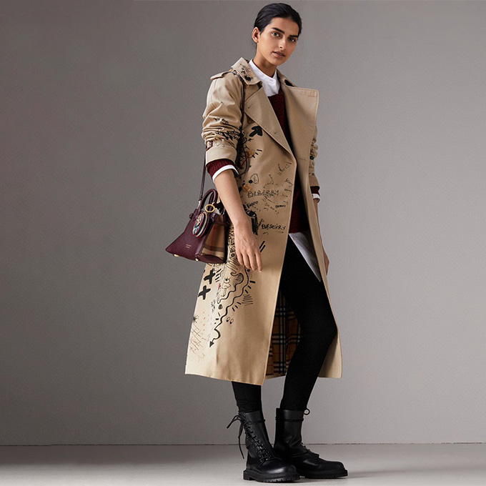 burberry mini burgundy full leather the banner hand tote bag